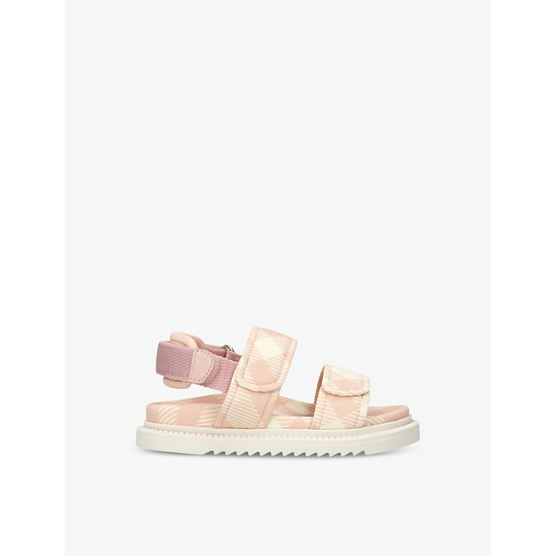 Shop Burberry Jamie Check-print Woven Sandals 2-5 Years In Salmon