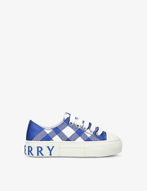 BURBERRY: Jack check-print cotton-canvas low-top trainers 2-9 years