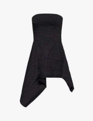 Shop Uma Wang Womens Black Tarte Corseted Linen-blend Top