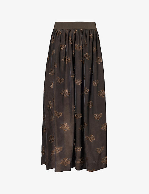 UMA WANG: Gillian distressed-pattern woven maxi skirt