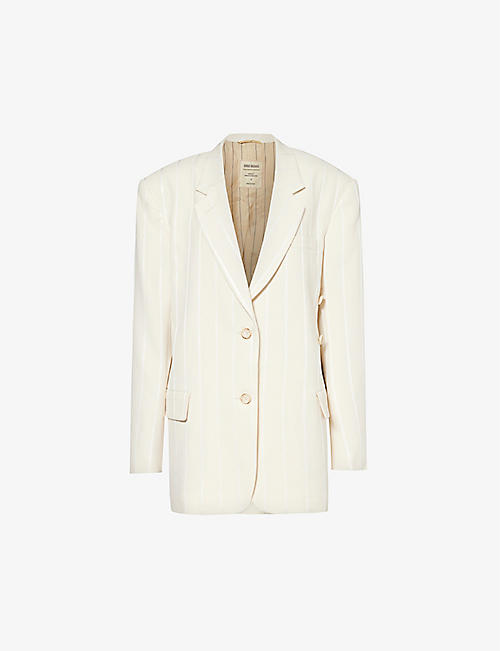 UMA WANG: Kava padded-shoulder cotton-blend blazer