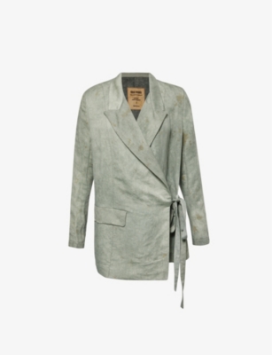 UMA WANG: Khloe distressed relaxed-fit linen and cotton-blend jacket