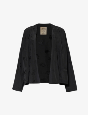 Shop Uma Wang Women's Black Klarke Floral-pattern Woven Jacket