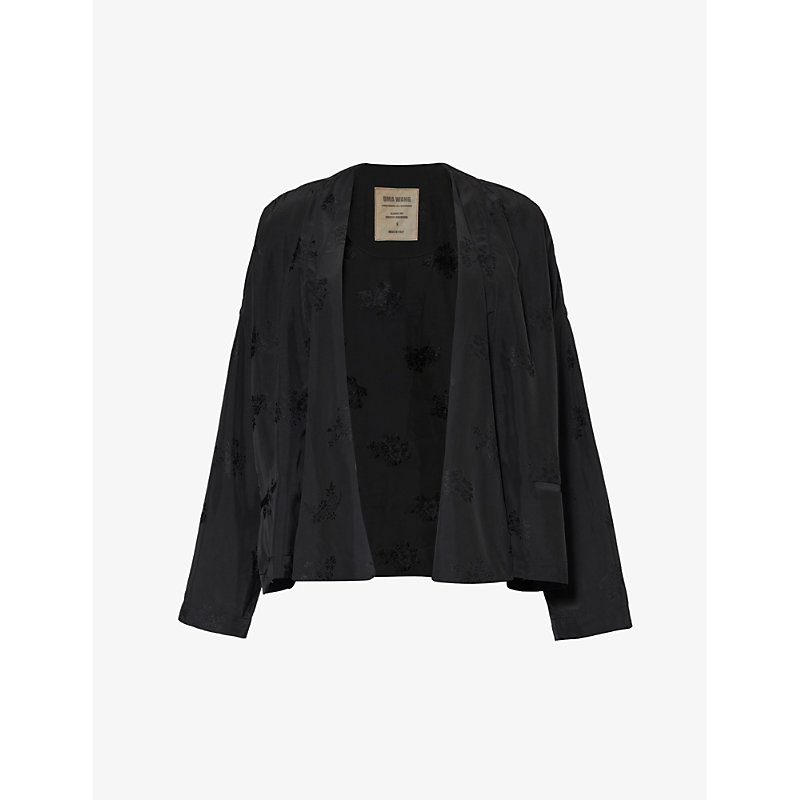 Shop Uma Wang Women's Black Klarke Floral-pattern Woven Jacket