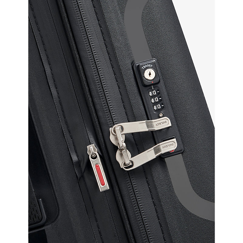 Shop Delsey Clavel 4-wheel Expandable Recycled-polypropylene Hard Check-in Suitcase 70cm In Black