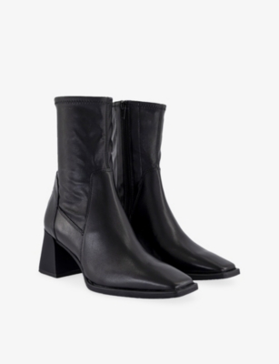 Vagabond Womens Black Flared-heel Leather Heeled Ankle Boots In Black