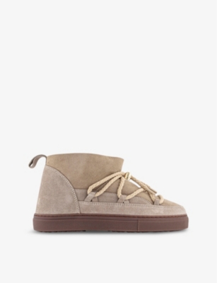 Inuikki Womens Beige Classic Low Shearling-lined Leather Trainers