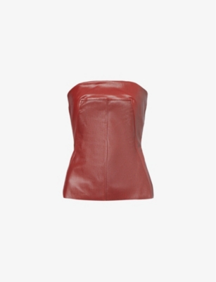 Shop Rick Owens Women's Cardil Red Coated Denim Bandeau Top