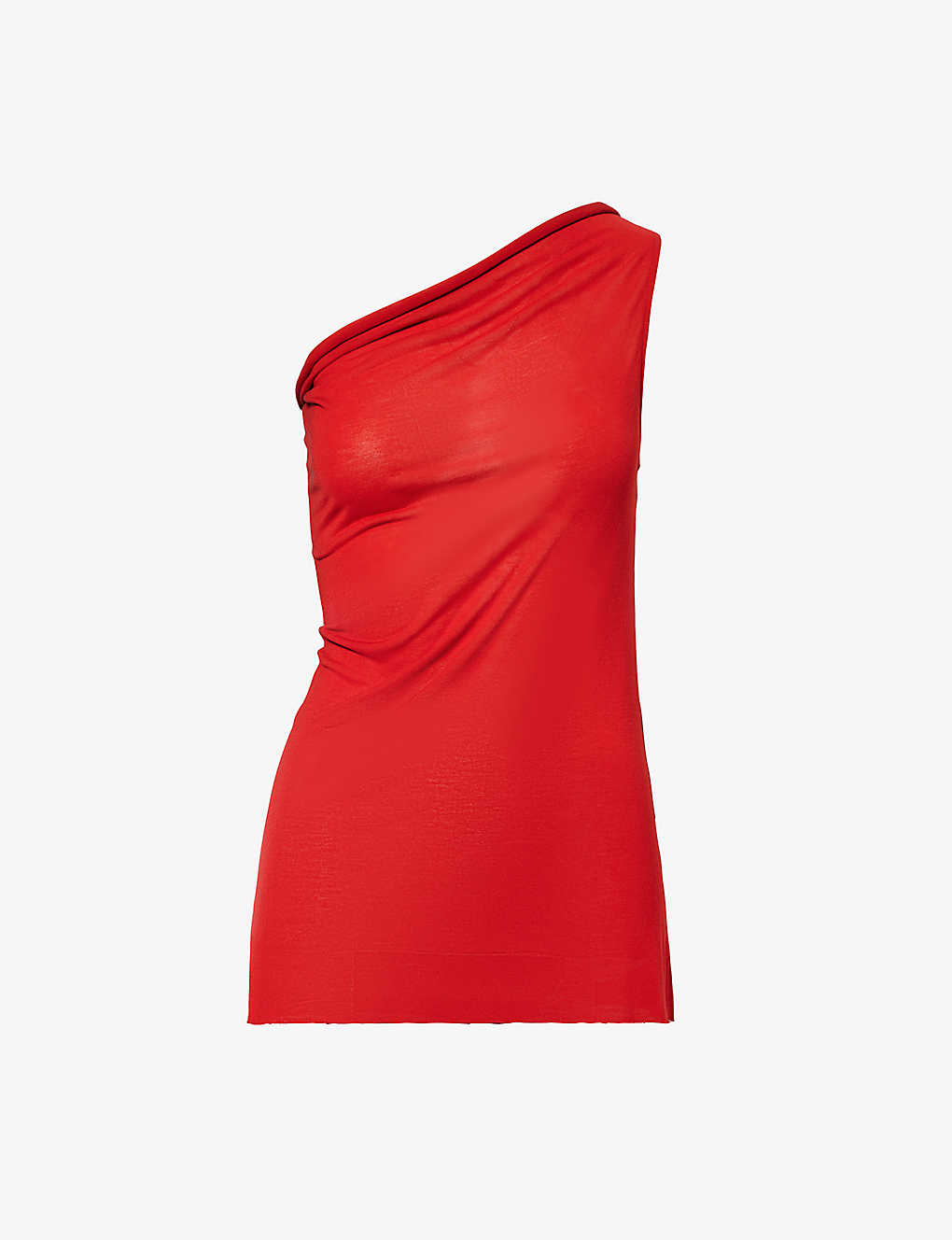 Rick Owens Womens Cardinal Red Asymmetric Knitted Top