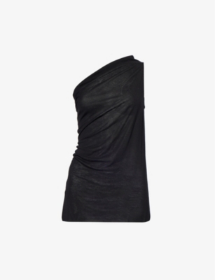 Rick Owens Womens Black Asymmetric Knitted Top In Black