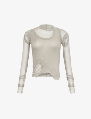 Rick Owens Womens Pearl Round-neck Cut-out Cotton Top