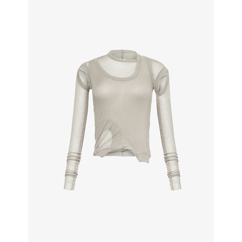 Rick Owens Womens Pearl Round-neck Cut-out Cotton Top