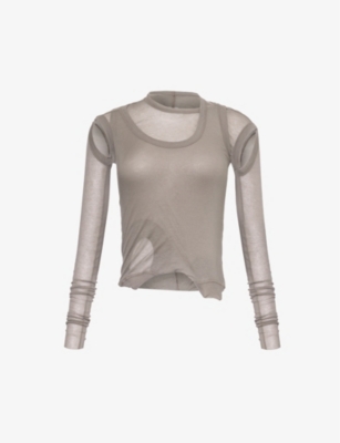 Rick Owens Womens Dust Round-neck Cut-out Cotton Top