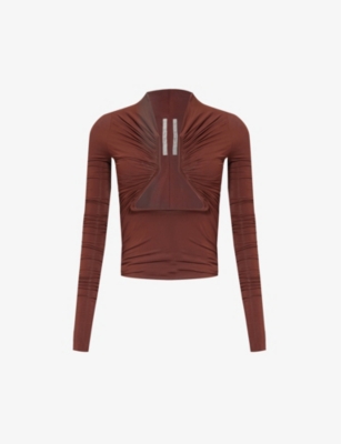 Rick Owens Womens Henna Prong Cut-out Stretch-woven Top In Red
