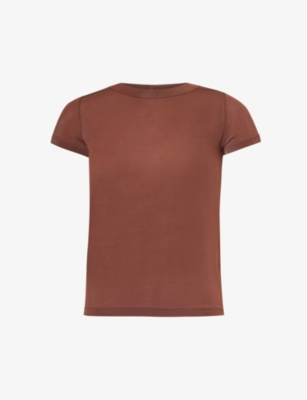 Shop Rick Owens Women's Hen Round-neck Regular-fit Cotton-jersey T-shirt In Henna