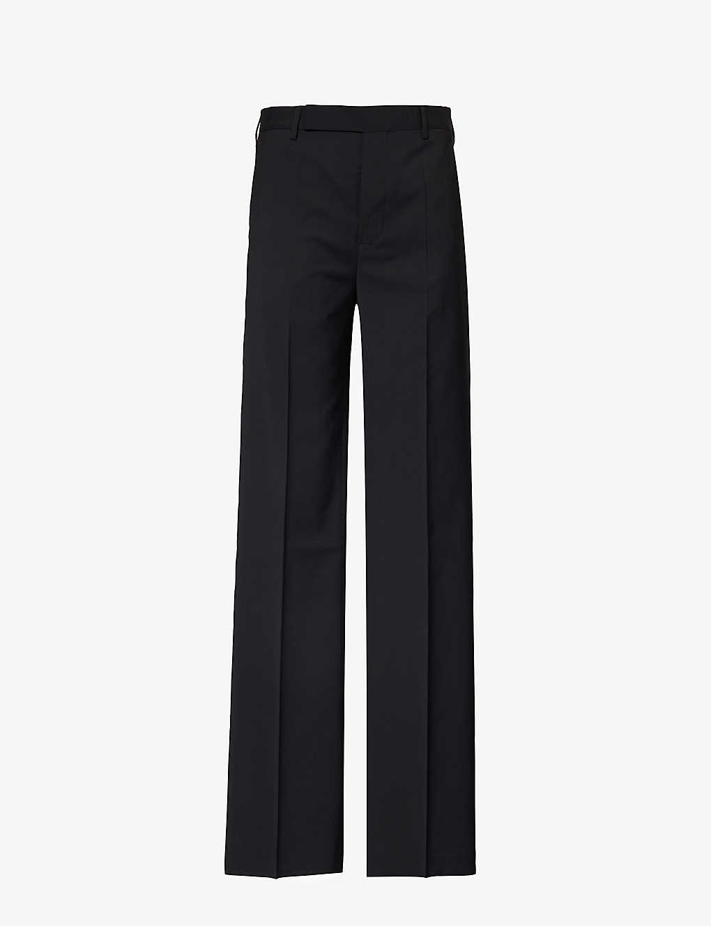 Shop Rick Owens Straight-leg Mid-rise Wool Trousers In Black