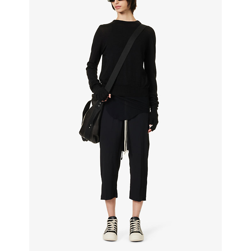 Shop Rick Owens Dropped-crotch Straight-leg Woven Trousers In Black