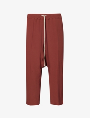 RICK OWENS: Dropped-crotch straight-leg high-rise woven trousers