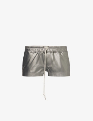 RICK OWENS: Mid-rise metallic leather shorts