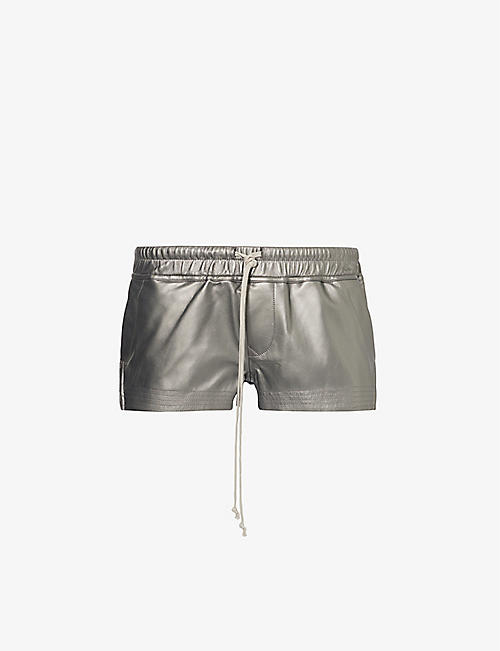 RICK OWENS: Mid-rise metallic leather shorts