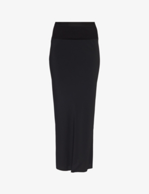 RICK OWENS: Asymmetric-hem high-rise woven-blend midi skirt