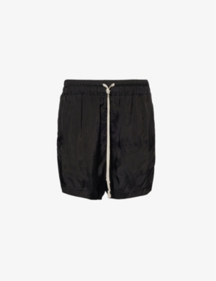 Shop Rick Owens Women's Black Slip-pocket Notched-hem Woven Shorts