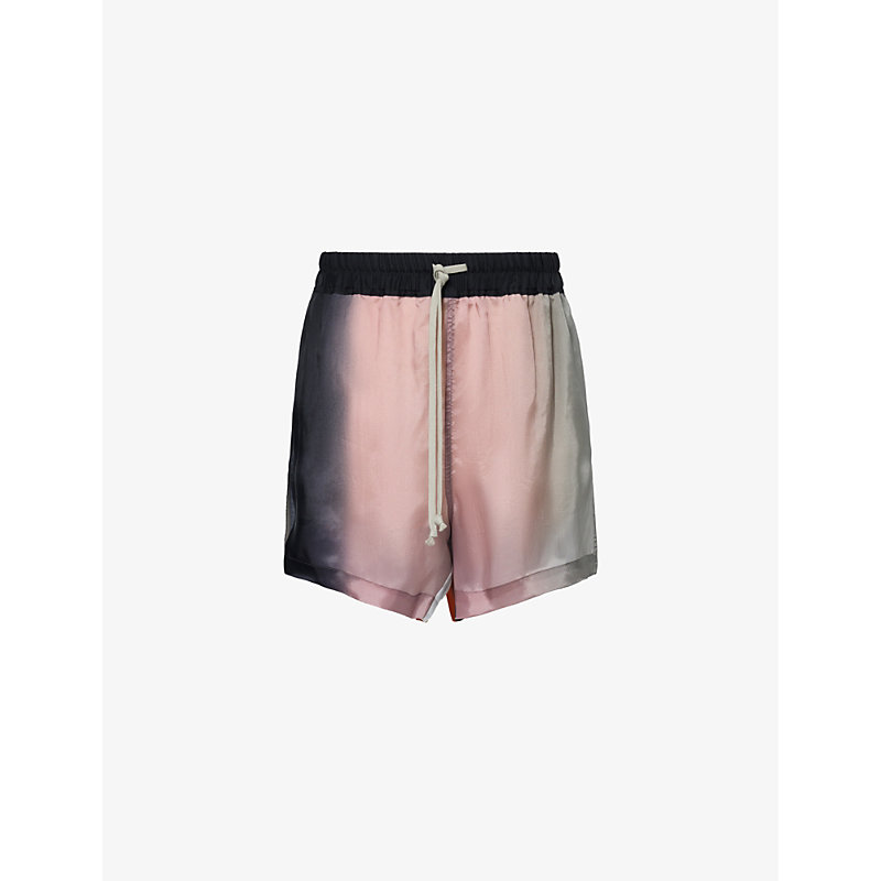 Rick Owens Womens Lido Degrade Graphic-print Relaxed-fit Satin Shorts