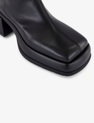 Shop Miista Women's Black Cassia Square-toe Leather Ankle Boots