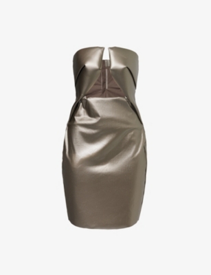 Shop Rick Owens Womens Gun Metal Prong Cut-out Stretch-cotton-blend Mini Dress