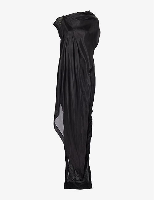 RICK OWENS: Asymmetric draped-panel cotton-jersey maxi dress