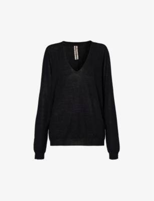 Rick Owens Tommy V-neck Sweater In Black