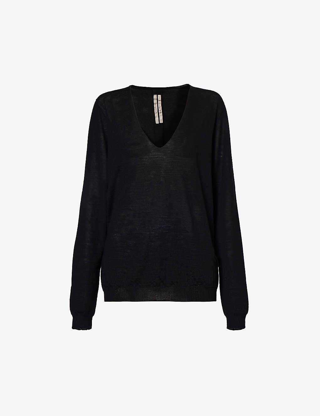 Rick Owens Womens Black V-neck Relaxed-fit Wool-knit Jumper