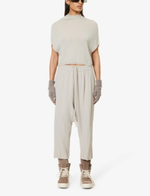 Shop Rick Owens Women's Pearl Dropped-shoulder Relaxed-fit Wool Knitted Top In Cream