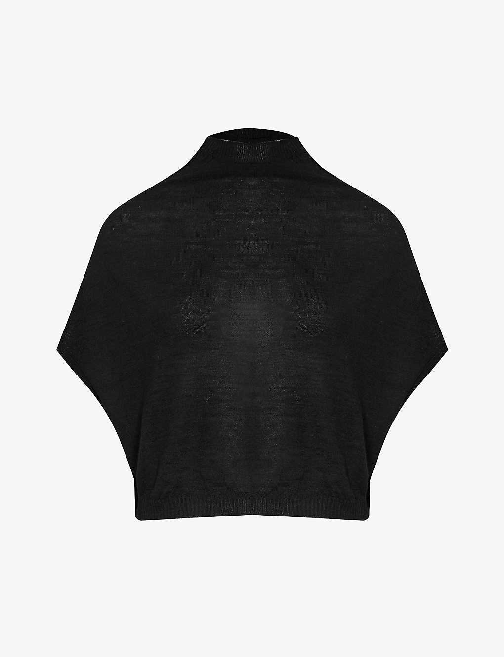 Shop Rick Owens Women's Black Dropped-shoulder Relaxed-fit Wool Knitted Top