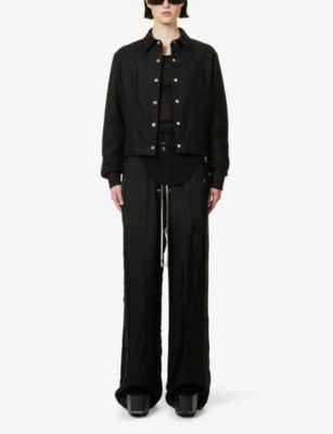 Rick Owens Womens Black Button-up Regular-fit Leather Jacket