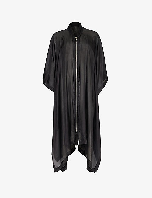 RICK OWENS: Asymmetric-hem sheer silk jacket