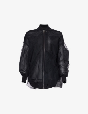 Rick Owens Womens Black Semi-sheer Relaxed-fit Tulle Jacket In Black