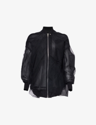 Rick Owens Womens Black Semi-sheer Relaxed-fit Tulle Jacket