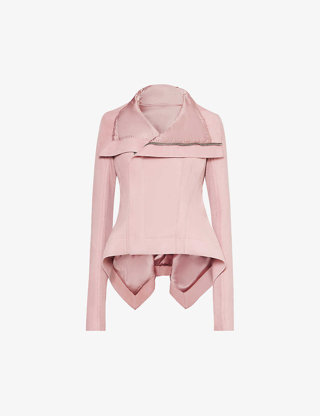 Rick Owens Womens Dusty Pink High-neck Slim-fit Leather Jacket