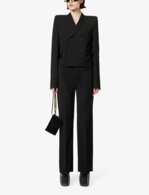 Rick Owens Womens Black Padded-shoulders Double-breasted Wool Blazer