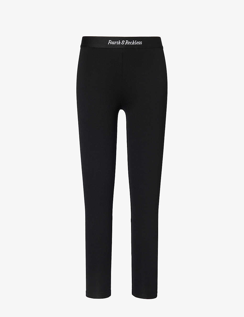 4th & Reckless Amber Logo-waistband Stretch-woven Leggings In Black