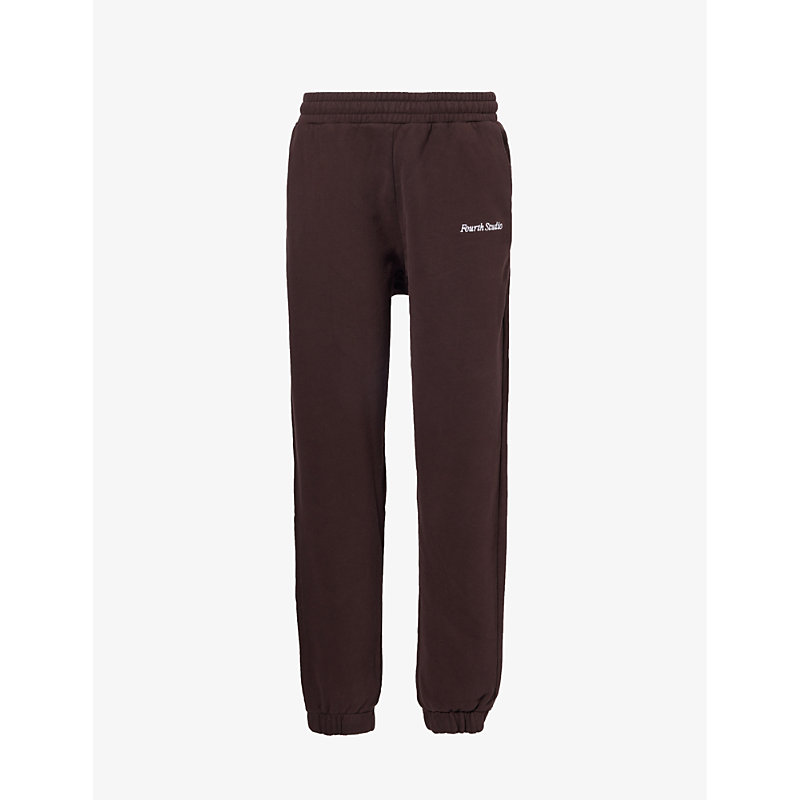 4th & Reckless Sera Logo-embroidered Drawstring Waist Cotton-jersey Jogging Bottoms In Expresso