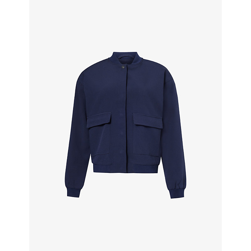 Shop 4th & Reckless Teya Boxy-fit Stretch-woven Bomber Jacket In Navy