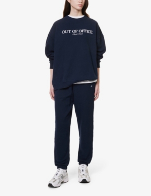 Shop 4th & Reckless Women's Vy Peyton Slogan-embroidered Cotton-jersey Sweatshirt In Navy