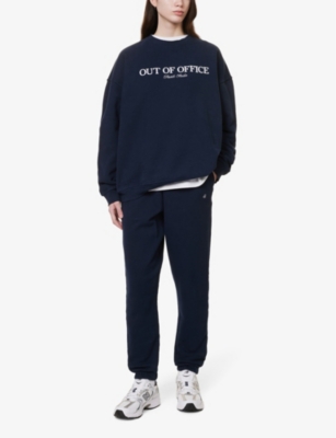Shop 4th & Reckless Women's Navy Peyton Brand-embroidered Cotton-jersey Jogging Bottoms