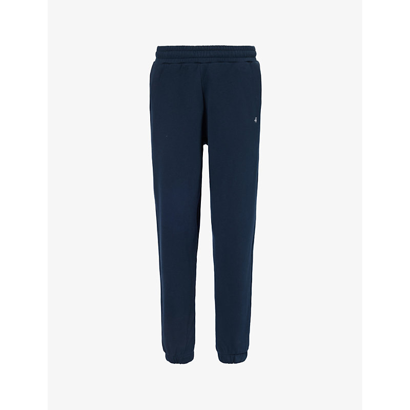 4th & Reckless Peyton Brand-embroidered Cotton-jersey Jogging Bottoms In Navy