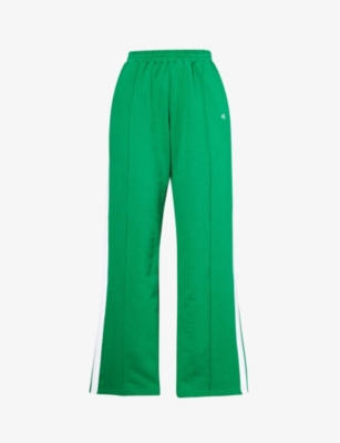 Shop 4th & Reckless Women's Green Fergie Logo-embroidered Cotton-jersey Jogging Bottoms