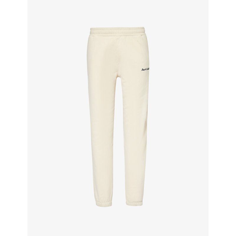 4th & Reckless Ferne Brand-embroidered Cotton-jersey Jogging Bottoms In Cream