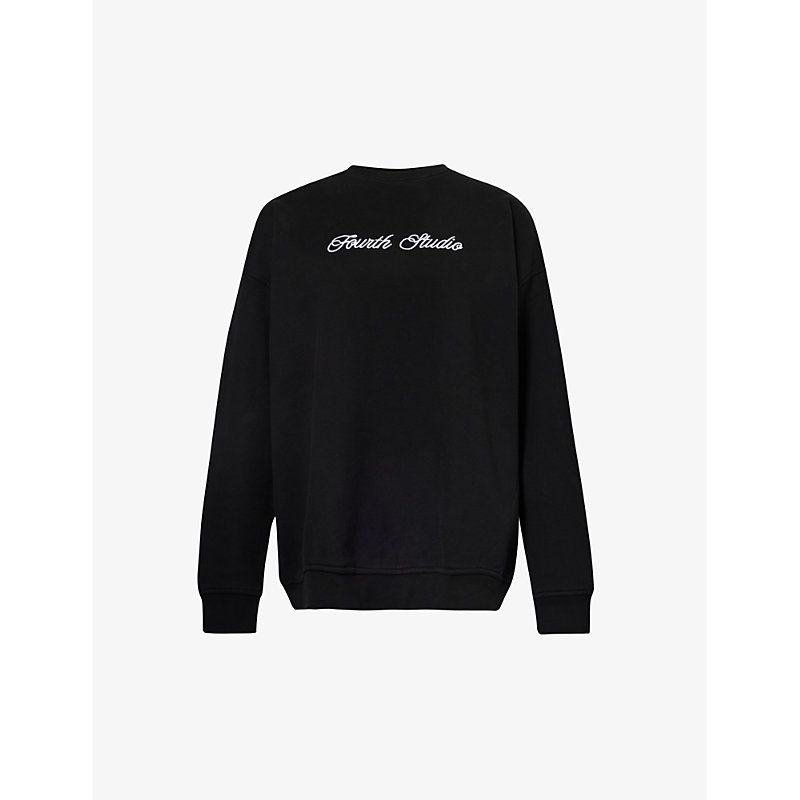 4th & Reckless Gigi Brand-embroidered Cotton-jersey Sweatshirt In Black