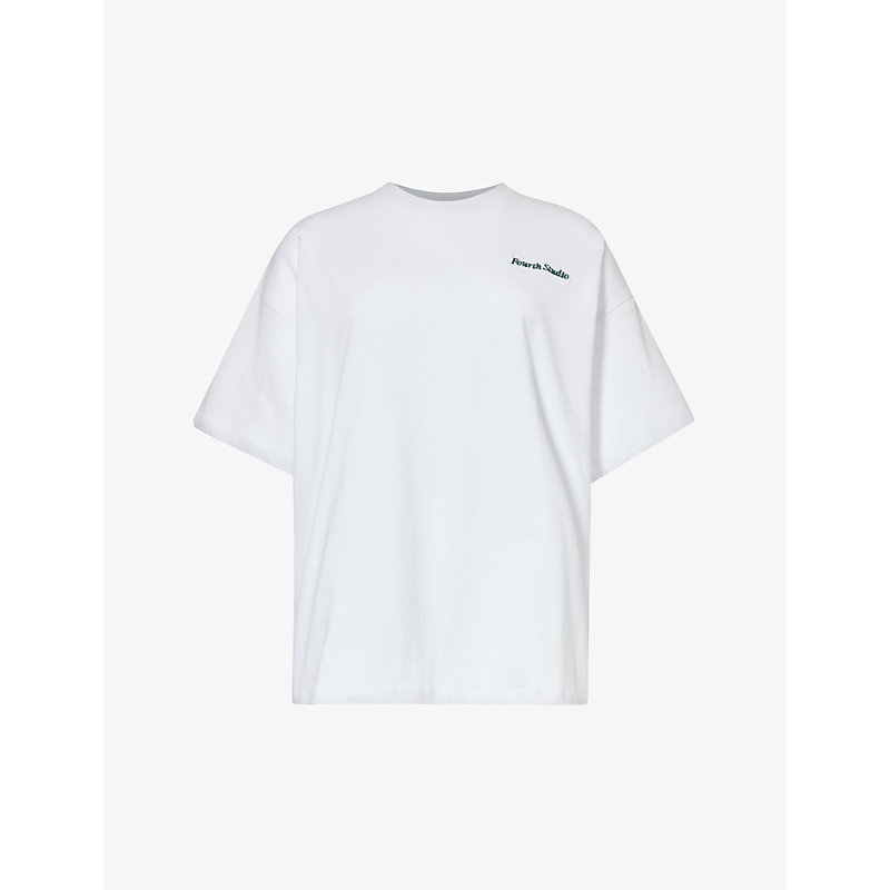 4th & Reckless Echo Brand-embroidered Cotton-jersey T-shirt In White